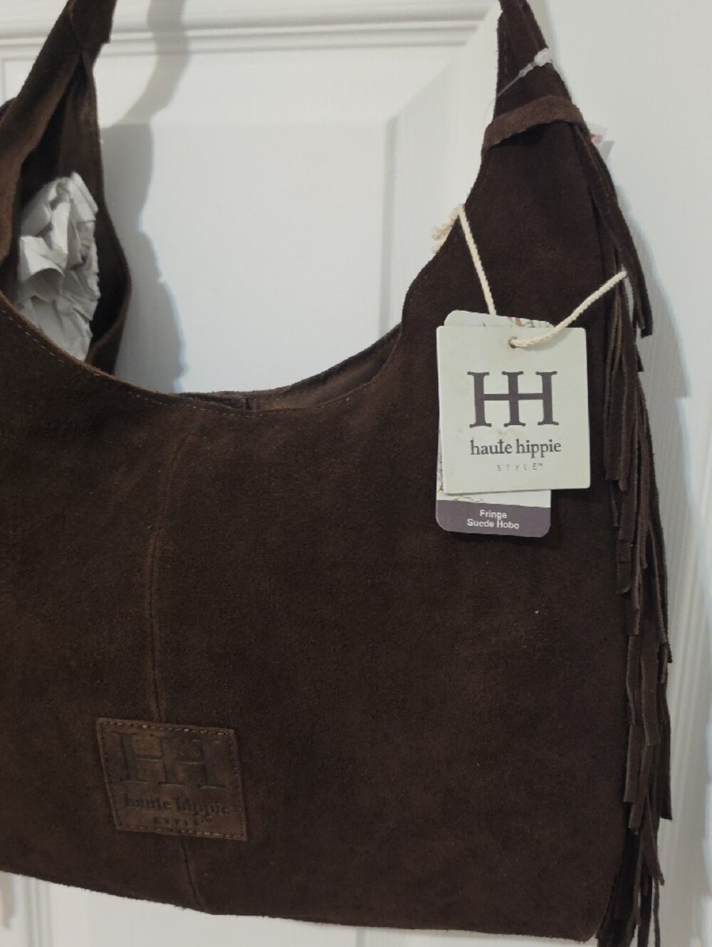 Haute Hippie Suede Fringe Shoulder Bag - Dark Brown - Picture 3 of 10